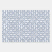 白い花のタイル模様（ほこりっぽい青） ラッピングペーパーシート (正面3)