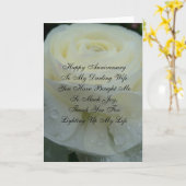 白い花のダーリングワイフ アニバーサリーカード カード (黄色い花)