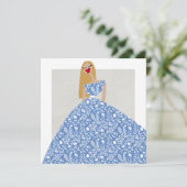 白い花のドレスのファッションイラストカード 招待状 (スタンド正面)