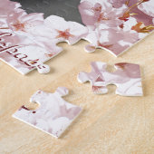 白い花のパズルのパーソナライズな写真のパズル ジグソーパズル (側面)