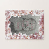 白い花のパズルのパーソナライズな写真のパズル ジグソーパズル (横)