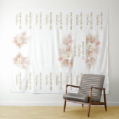 白い花のパンパス ステップ＆リピート バウティスモ バックドロップ タペストリー (インサイチュ(横))