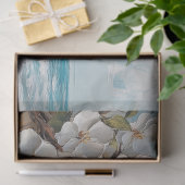 白い花のビーチ油絵 薄葉紙 (ギフト)