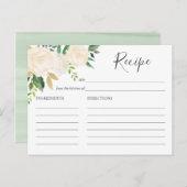 白い花のブライダルシャワーのレシピ インビテーションポストカード (正面/裏面)
