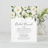 白い花のブライダルシャワー モダンなランチ招待状 招待状 (スタンド正面)