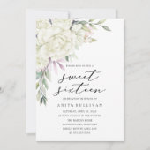 白い花のブーケ スウィートシックスティーン 16歳の誕生日 招待状 (正面)