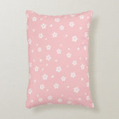 白い花のベビーピンク アクセントクッション (正面(垂直))
