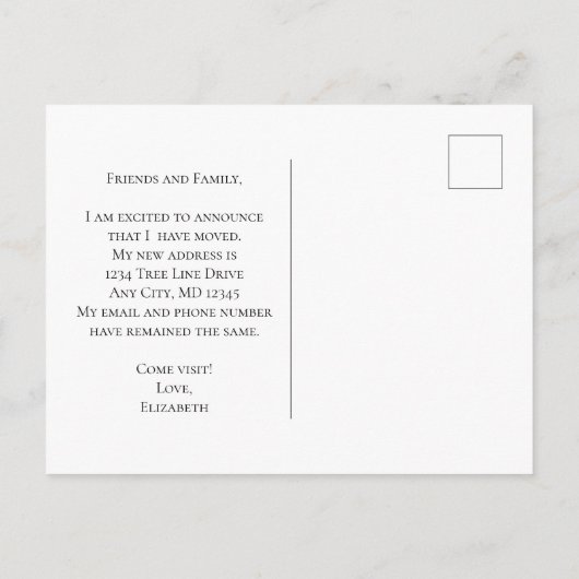 白い花のマグノリア スクリプト 動くお知らせ 案内ポストカード (裏面)