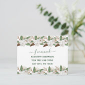 白い花のマグノリア スクリプト 動くお知らせ 案内ポストカード (スタンド正面)