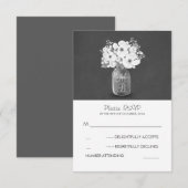 白い花のメイソンjar素朴な結婚式RSVPカード 出欠カード (正面/裏面)