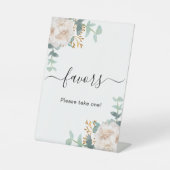 白い花のユーカリのグリーン装飾の好意サイン 台座サイン (正面)