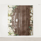 白い花のユーカリ写真撮影用背景 タペストリー (正面)