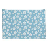 白い花のライトブルーのキルト 枕カバー (裏面-右)