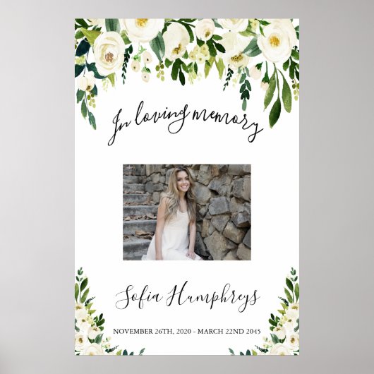 白い花のライフセレブレーション看板, フォト看板 ポスター (正面)