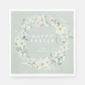 白い花のリースパーティーの春の花 スタンダードランチョンナプキン (正面)