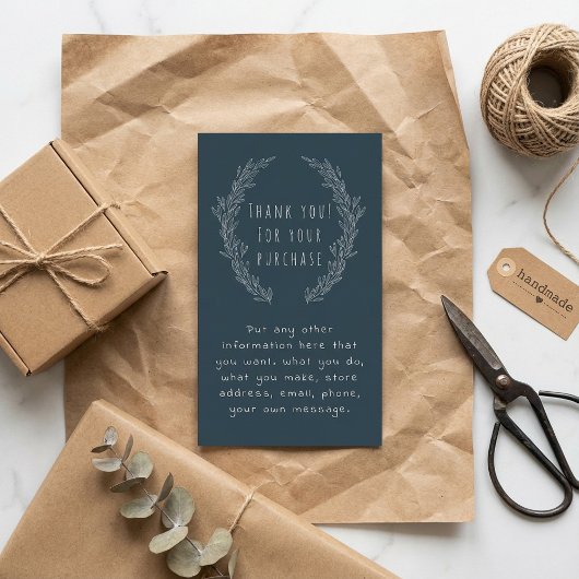 白い花のリース挿入カード、顧客注文 エンクロージャーカード