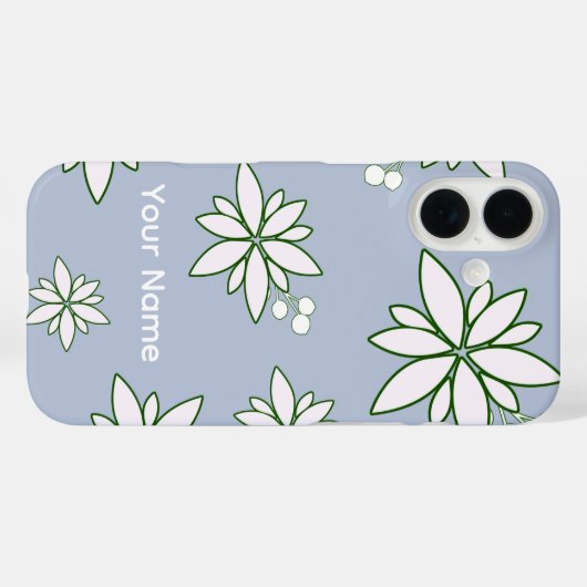 白い花のルリマツリ柄のスマホケース Case-Mate iPhoneケース (裏面 (横))