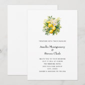 白い花のレモン ブーケ ウェディング 招待状 (正面/裏面)