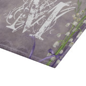 白い花のレースのモノグラムのガラスまな板 カッティングボード (角)