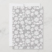 白い花のヴィンテージシルバ結婚ーの背景 招待状 (裏面)