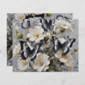 白い花の上に黒と白の蝶 (正面/裏面)