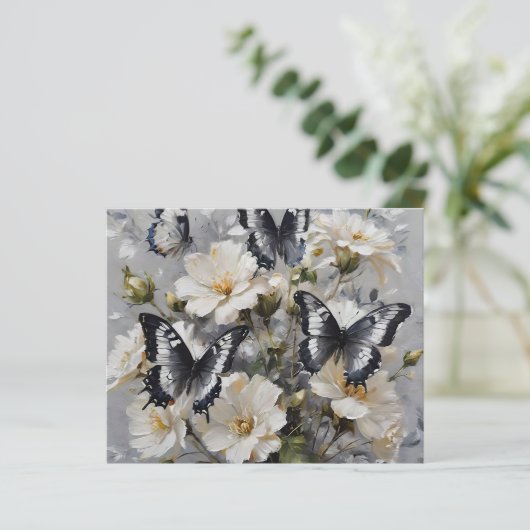 白い花の上に黒と白の蝶 (スタンド正面)