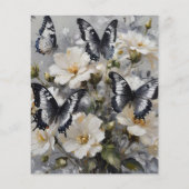 白い花の上に黒と白の蝶 (裏面)