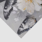 白い花の上に黒と白の蝶 薄葉紙 (詳細)