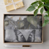 白い花の上に黒と白の蝶 薄葉紙 (ギフト)