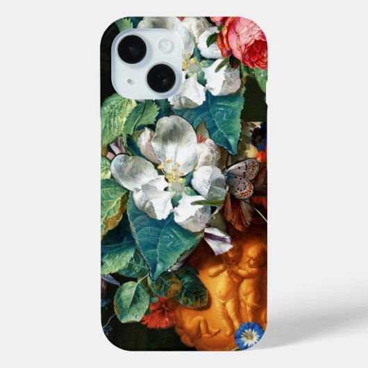 白い花の上の蝶フローラ Case-Mate iPhoneケース (裏面)