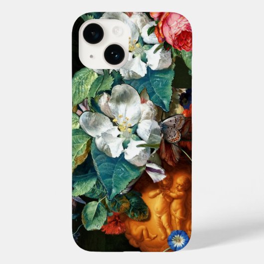 白い花の上の蝶フローラ Case-Mate iPhoneケース (裏面)