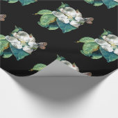 白い花の上の蝶、フローラ ラッピングペーパー (角)