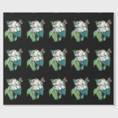 白い花の上の蝶、フローラ ラッピングペーパー (フラット)