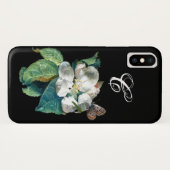 白い花の上の蝶 , 花のモノグラム Case-Mate iPhoneケース (裏面(横))