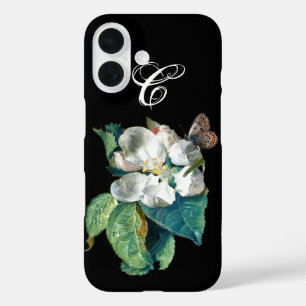 白い花の上の蝶， MONOGRAMフローラ iPhone 16ケース