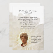 白い花の写真の死の発表カード 案内状 (正面/裏面)