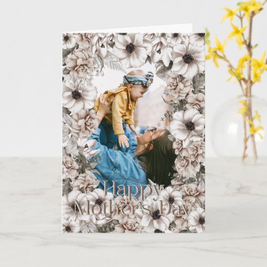 白い花の写真　母の日 カード (黄色い花)