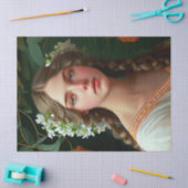 白い花の切り離しヴィンテージレディ 薄葉紙 (クラフト)