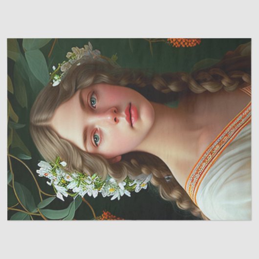 白い花の切り離しヴィンテージレディ 薄葉紙 (正面)