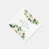 白い花の境界線 ウェディングデザイン スタンダードカクテルナプキン (角)