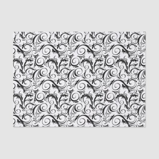 白い花の小束、ストライプ及びモノグラムの黒 薄葉紙 (正面)