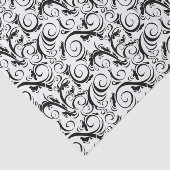 白い花の小束、ストライプ及びモノグラムの黒 薄葉紙 (詳細)