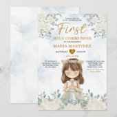 白い花の少女　初めての聖体拝領 招待状 (正面/裏面)