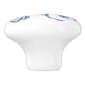 白い花の引出しのノブのカスタムな藍色 セラミックノブ (側面)