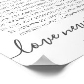 白い花の愛は決して失敗しない1コリントのサイン ポスター (角)