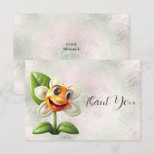 白い花の感謝カード サンキューカード (正面/裏面)