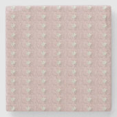 白い花の抽象芸術 ストーンコースター (正面)