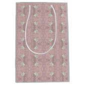 白い花の抽象芸術 ミディアムペーパーバッグ (正面)