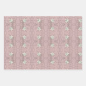 白い花の抽象芸術 ラッピングペーパーシート (正面)