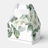 白い花の枝の黒いタイポグラフィ結婚の フェイバーボックス (裏面サイド)